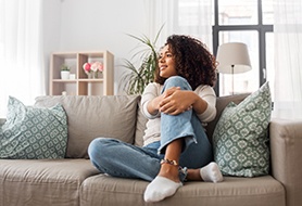 a person relaxing on a couch