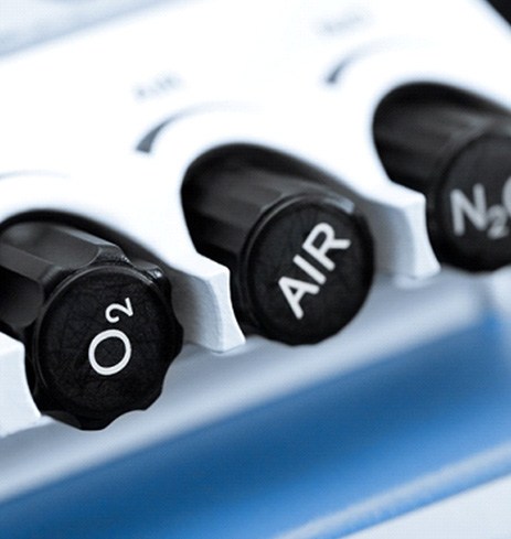 Close up of nitrous oxide knobs
